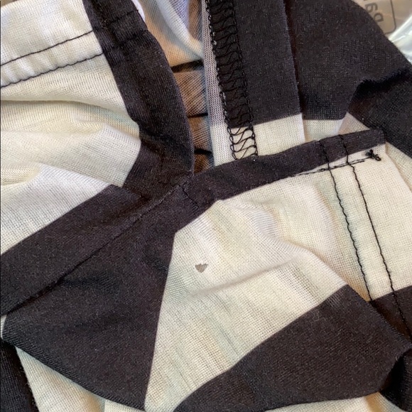 H&M | Sheer Geometric Striped Cream Black Top - Picture 8 of 8